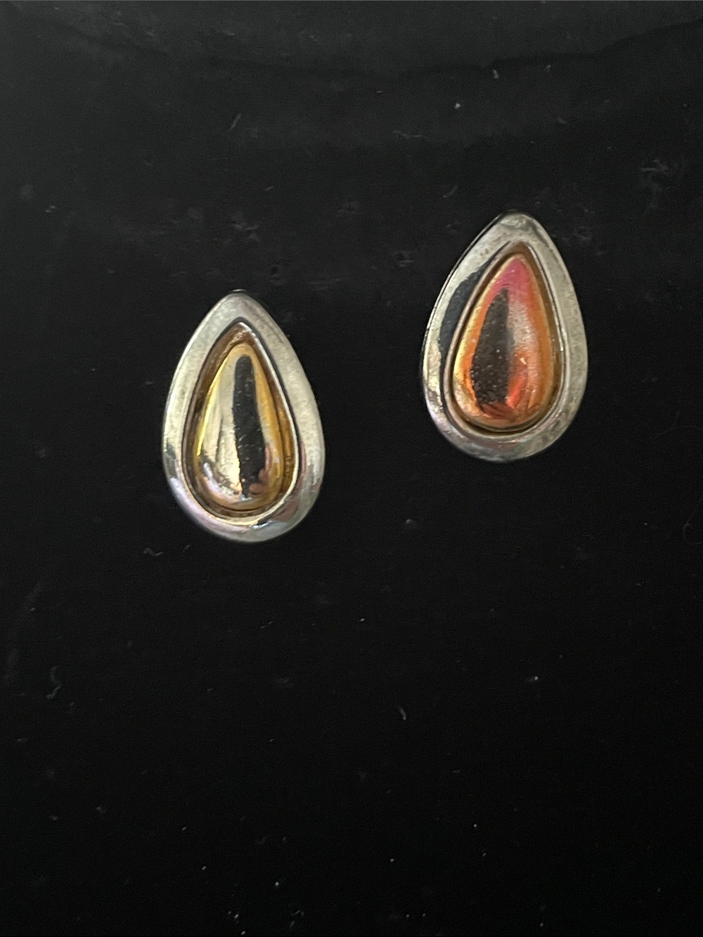 Teardrop Two-Tone Silver and Gold Earrings